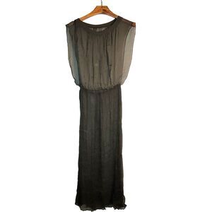 Women's 100% Silk Size S/M Long Black Dress with SAC548